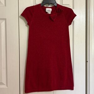 Rare Editions Red Cotton/Lurex Short Sleeve Sweater Dress